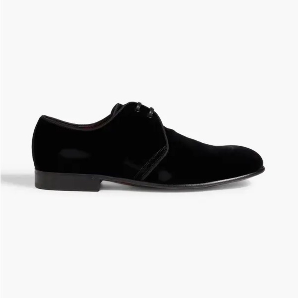 Dolce & Gabbana Velvet Derby Lace-Up Shoes Black Men’s Size 7.5